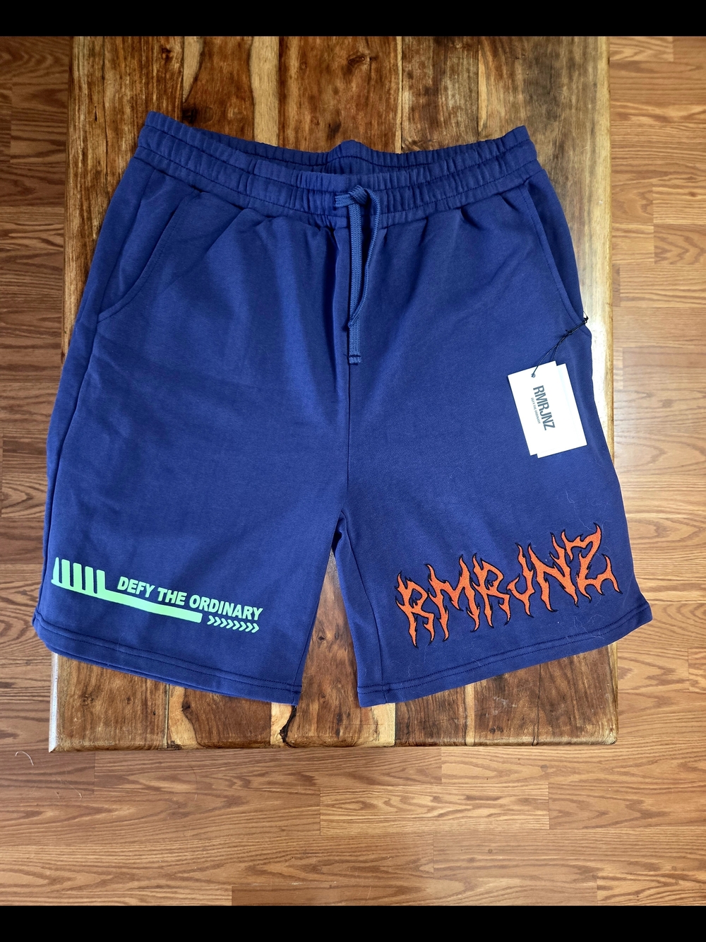 RMRJNZ Men's Navy 'Defy The Ordinary' Graphic Athletic Shorts
